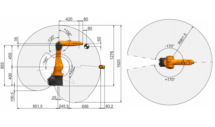 Учебный роботизированный комплекс на базе промышленного робота KUKA с захватом, моторшпинделем и техническим зрением