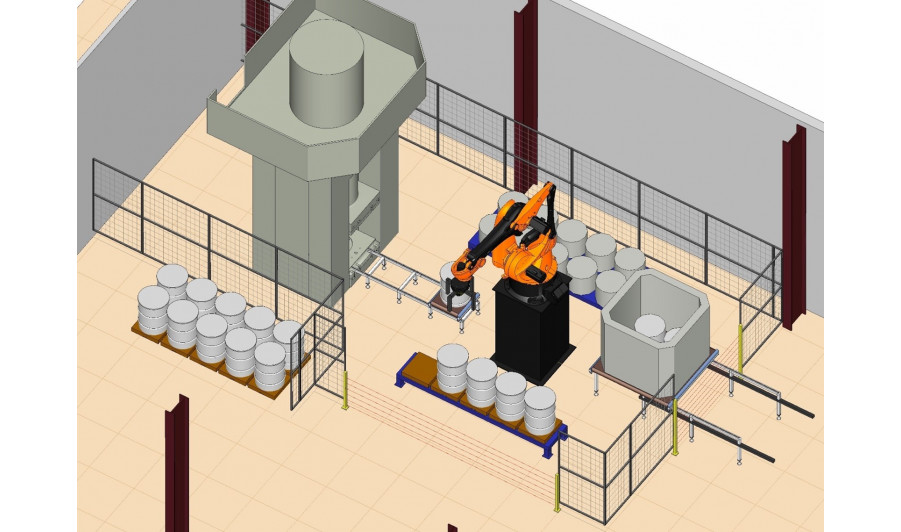 Роботизированный комплекс перемещения бочек/тюбов при утилизации радиоактивных отходов