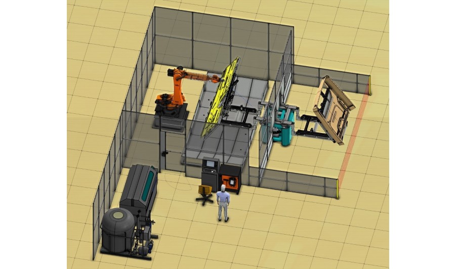Роботизированный комплекс гидрорезки пластиковых изделий на базе роботов KUKA