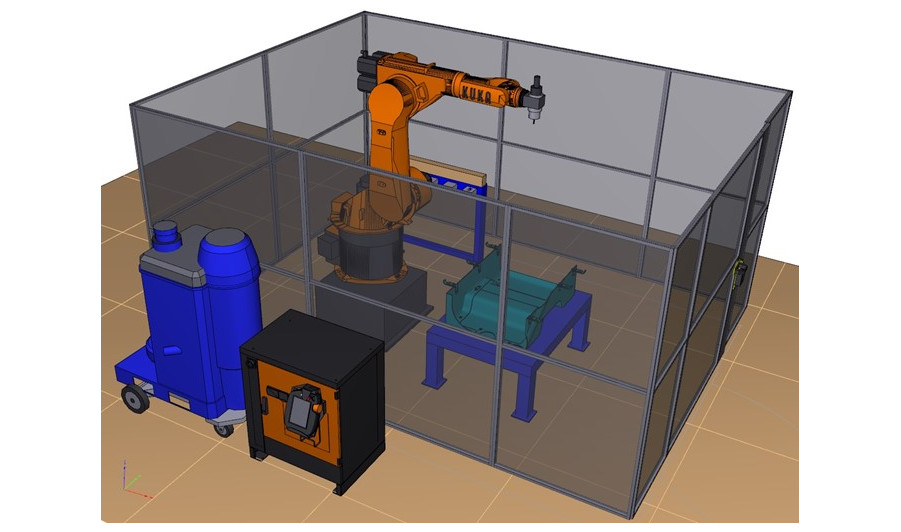 Робото-технологический комплекс (РТК) для фрезерной резки  изделий из стеклопластика