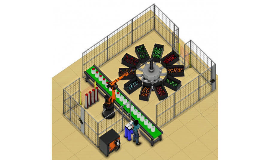 Робото-технологический комплекс (РТК)  для сортировки деталей конструктора